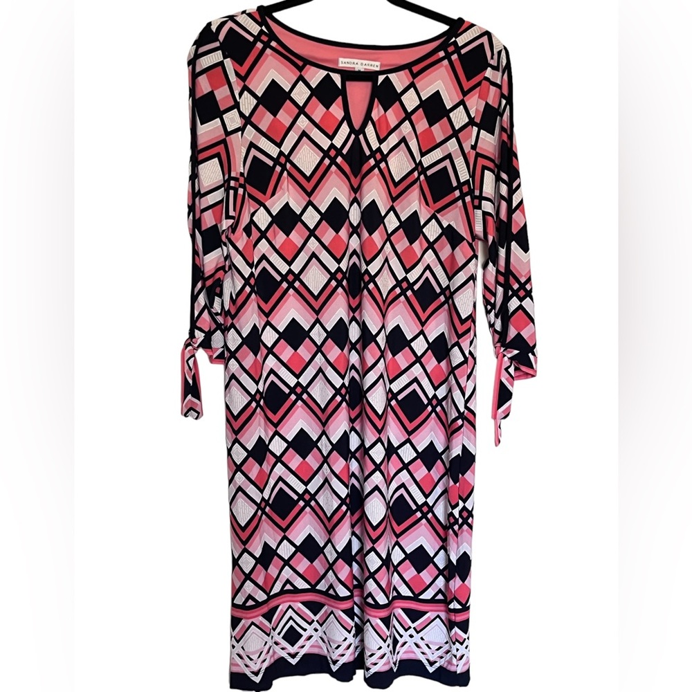 Sandra Darren dress Womens size Medium geometric tie sleeves